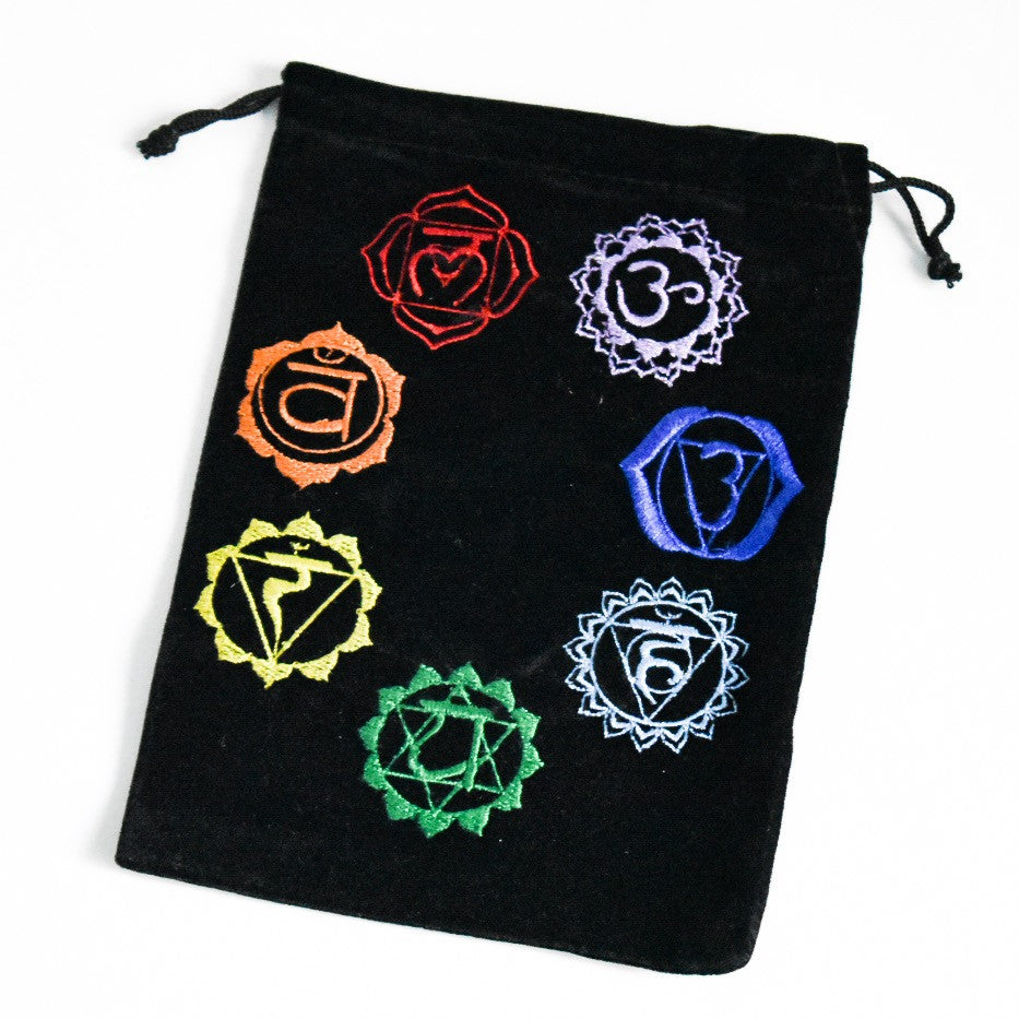 Velvet Embroidered Chakra Tarot Bag - Hello Violet